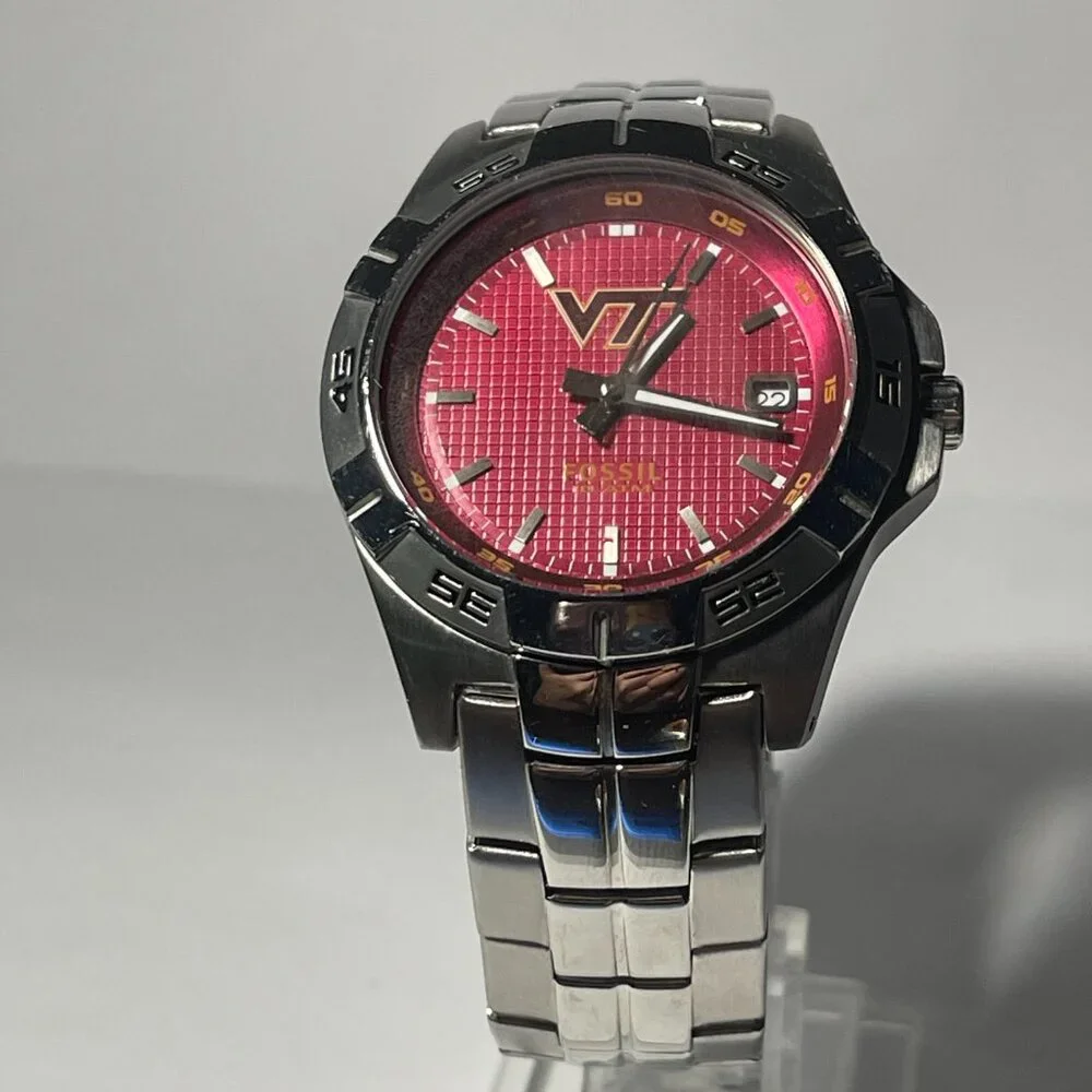 Virginia Tech Hokies NCAA Stainless-Steel Men's Watch by Fossil NEW (RARE)